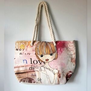 MARIE CLAIRE Stylish Pink Graphic Tote Bag
